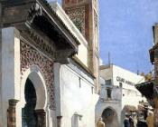 曼纽尔 加西亚 罗德里格斯 : A Street Scene With a Mosque Tangier